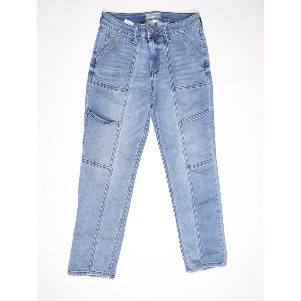 Utility Workwear KUT from the Kloth Reese Cargo Straight Ankle Medium Wash Jeans - Picture 3 of 15